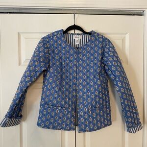 Blue Patterned Quilted Jacket